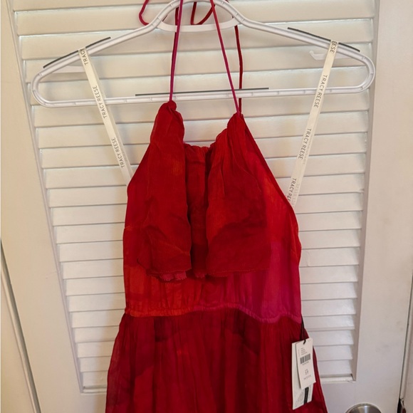 Anthropologie Red and Pink Halter High Low Sundress - Picture 3 of 5